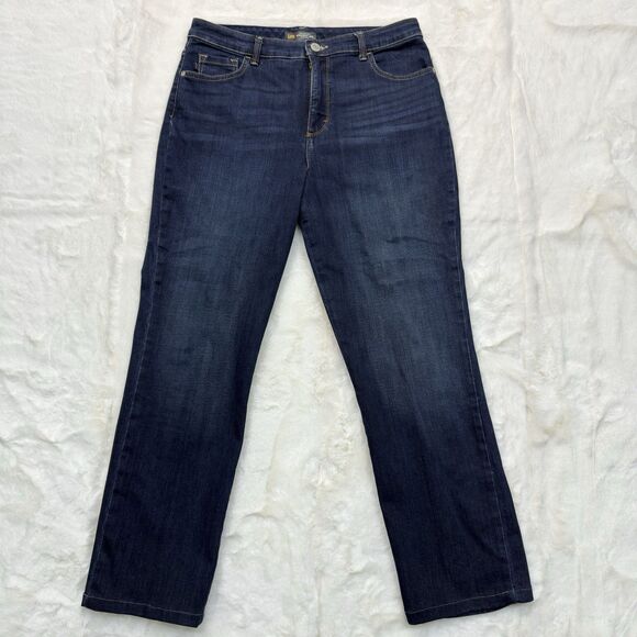 Lee Relaxed Fit Straight Leg Jeans Womens Size 12 Mid Rise Stretch Blue - Picture 1 of 16